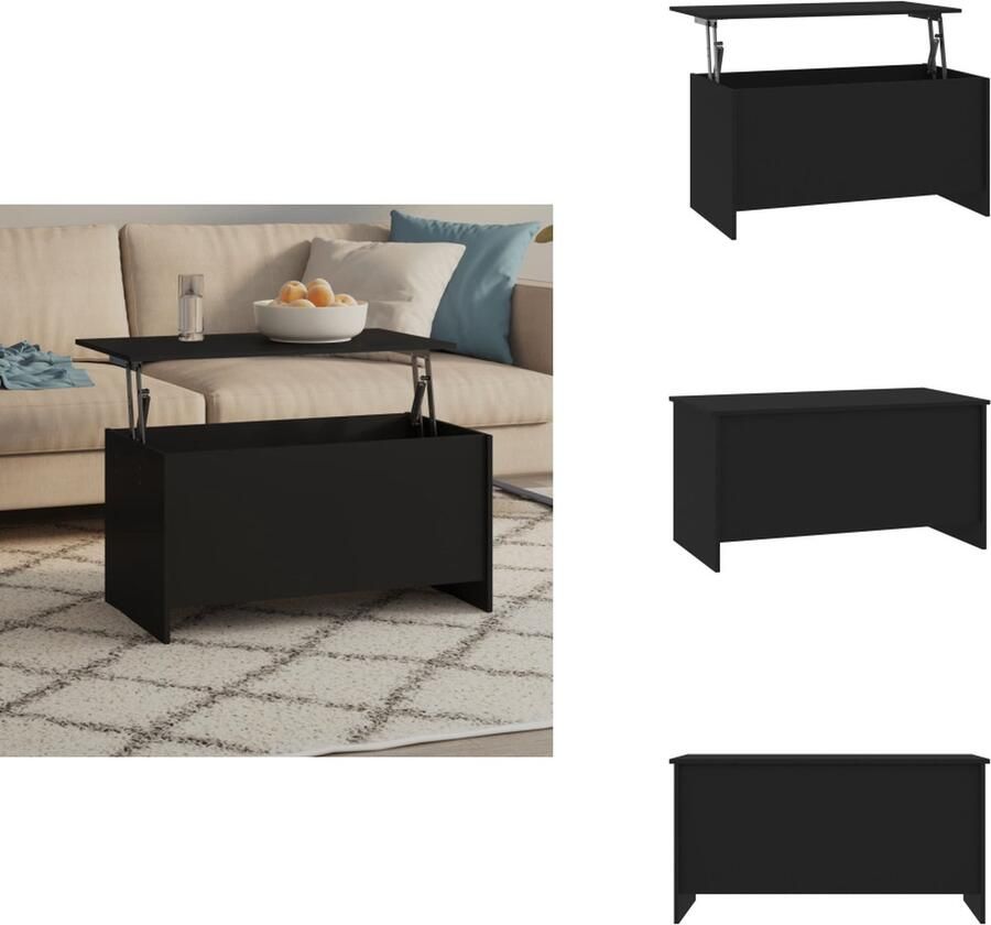 VidaXL Salontafel Zwart Lift-Top Opbergoplossing Eenvoudig te reinigen Veelzijdige tafel Afmetingen- 102x55.5x52.5cm Tafel