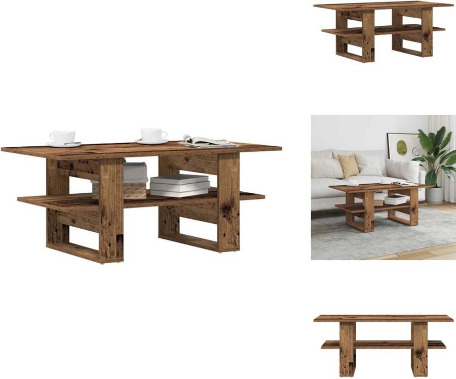 VidaXL Salontafel 102x55x42 cm bewerkt hout oud houtkleurig