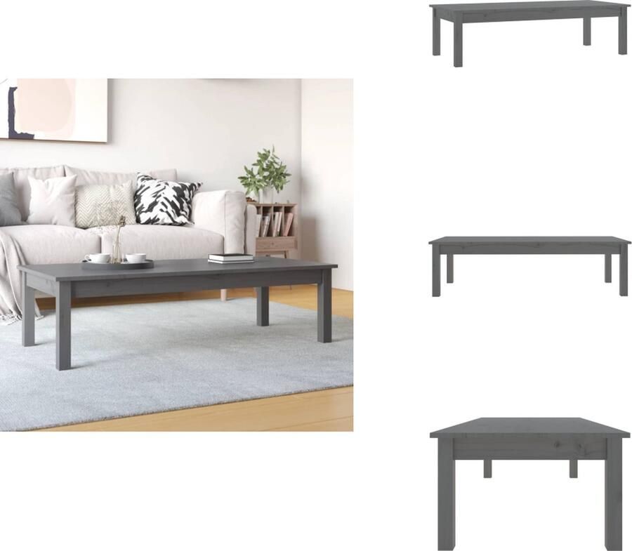 VidaXL Salontafel Salontafels Tafel Bijzettafel Salontafel 110x50x30 cm massief grenenhout grijs