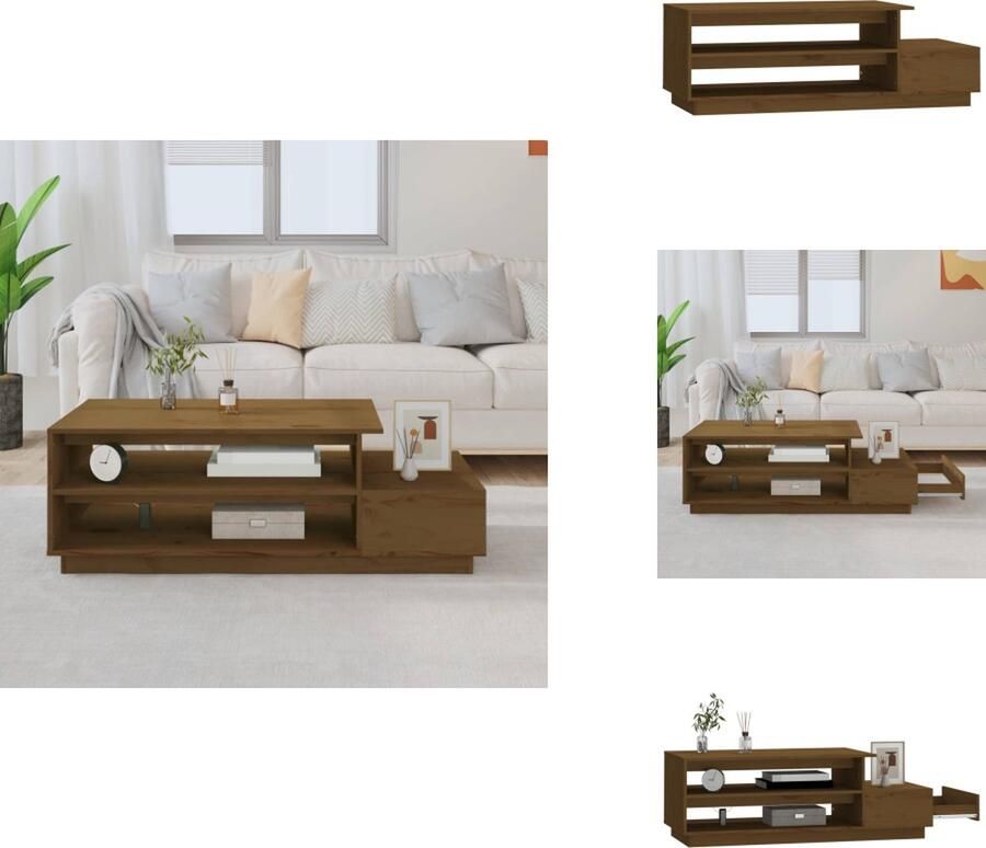 VidaXL Salontafel Salontafels Tafel Bijzettafel Salontafel 120x50x40 5 cm massief grenenhout honingbruin