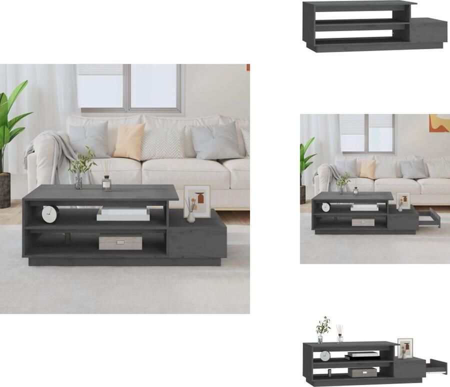 VidaXL Salontafel Salontafels Tafel Bijzettafel Salontafel 120x50x40 5 cm massief grenenhout grijs
