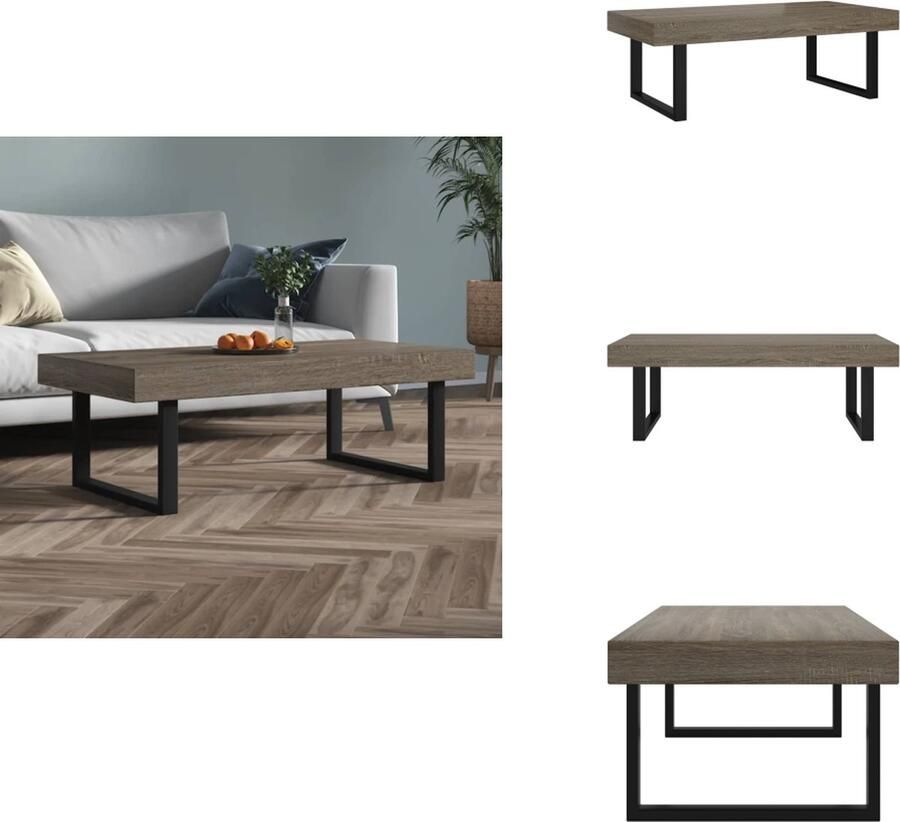 VidaXL Salontafel Salontafels Tafel Bijzettafel Salontafel 120x60x40 cm MDF en ijzer grijs en zwart