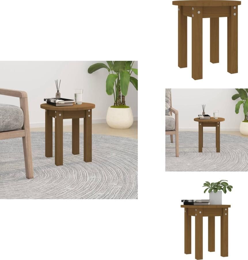 VidaXL Salontafel Salontafels Tafel Bijzettafel Salontafel Ø 35x35 cm massief grenenhout honingbruin