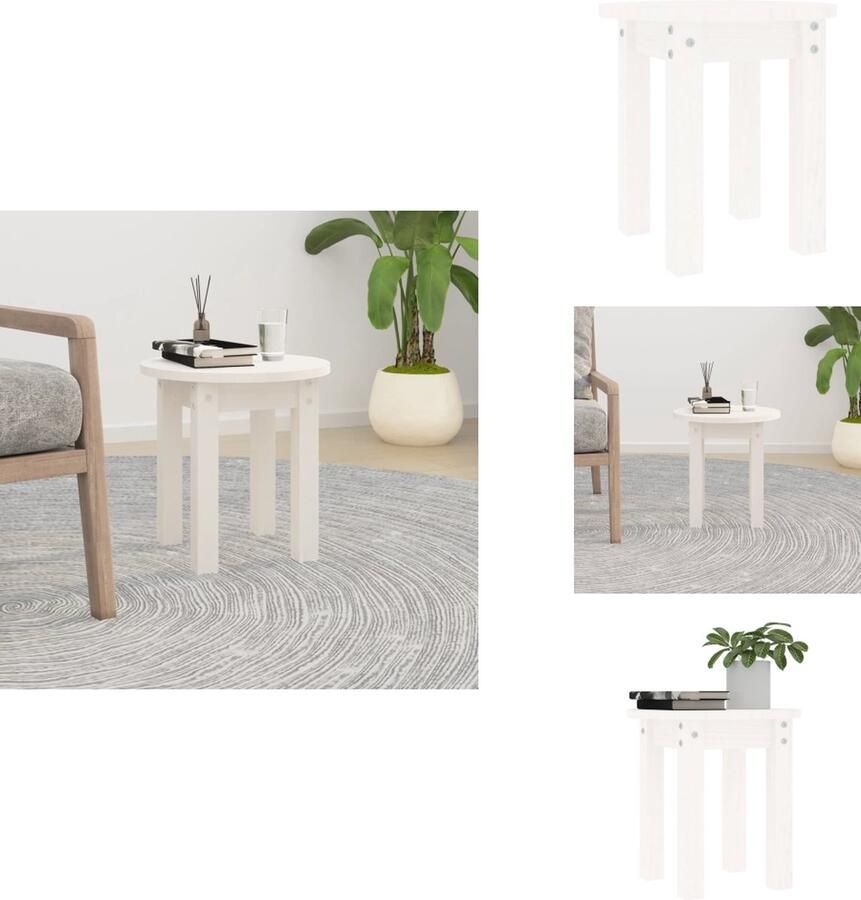 VidaXL Salontafel Salontafels Tafel Bijzettafel Salontafel Ø 35x35 cm massief grenenhout wit