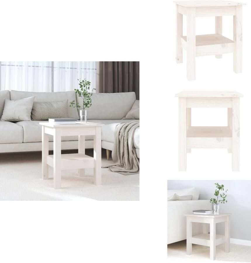 VidaXL Salontafel Salontafels Tafel Bijzettafel Salontafel 35x35x40 cm massief grenenhout wit