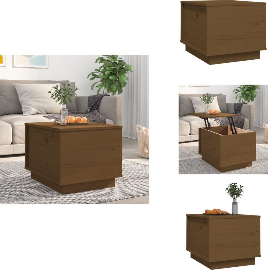 VidaXL Houten Salontafel Massief Grenenhout Lift-top Voldoende opbergruimte Stabiel frame Honingbruin 40 x 50 x 35 cm Tafel