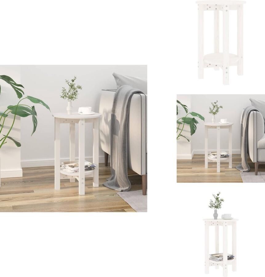 VidaXL Salontafel Salontafels Tafel Bijzettafel Salontafel Ø 40x60 cm massief grenenhout wit