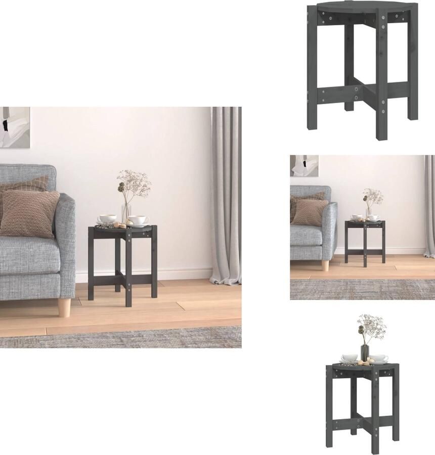 VidaXL Salontafel Salontafels Tafel Bijzettafel Salontafel Ø 42-5x45 cm massief grenenhout grijs - Foto 2