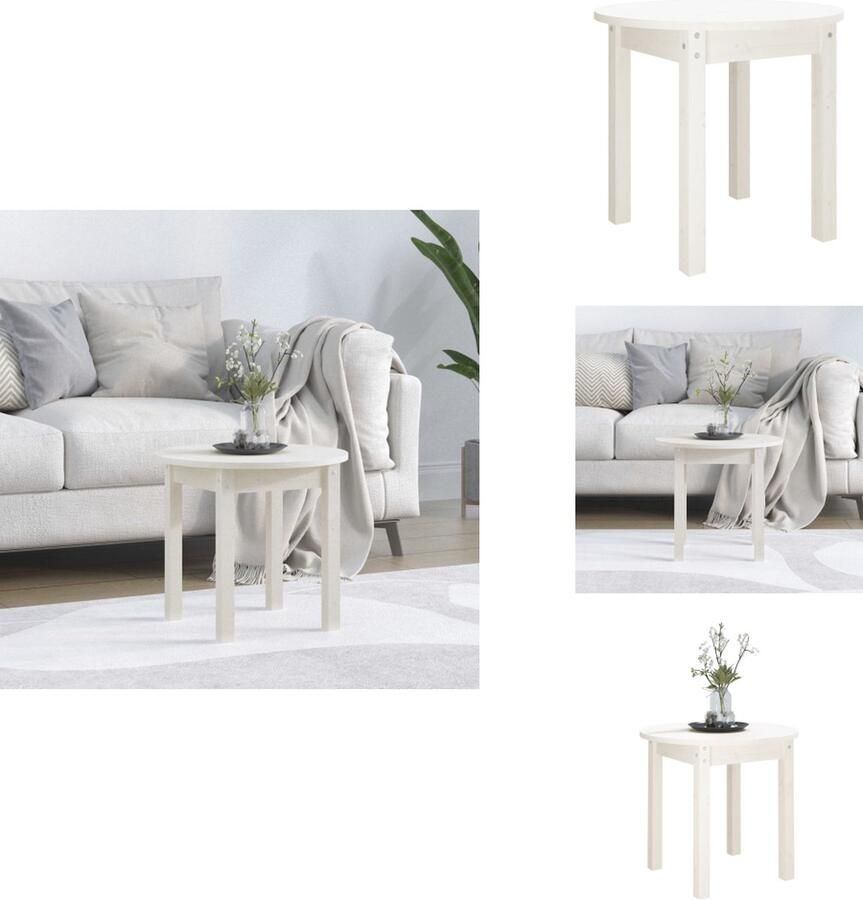 VidaXL Salontafel Salontafels Tafel Bijzettafel Salontafel Ø 45x40 cm massief grenenhout wit