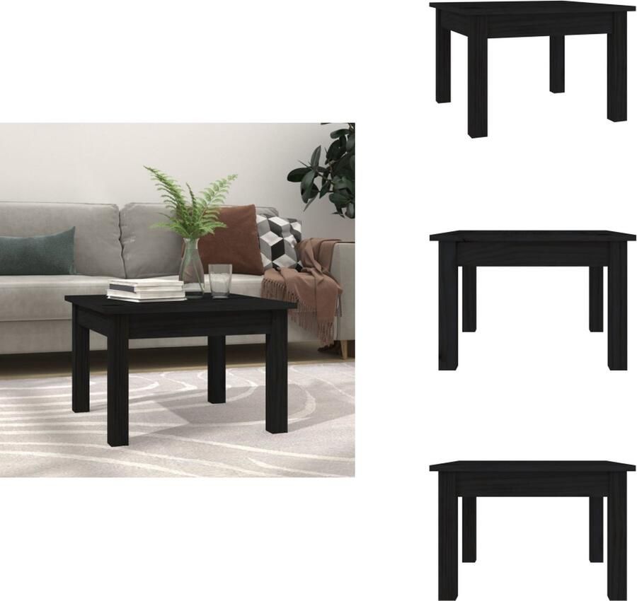 VidaXL Salontafel Salontafels Tafel Bijzettafel Salontafel 45x45x30 cm massief grenenhout zwart