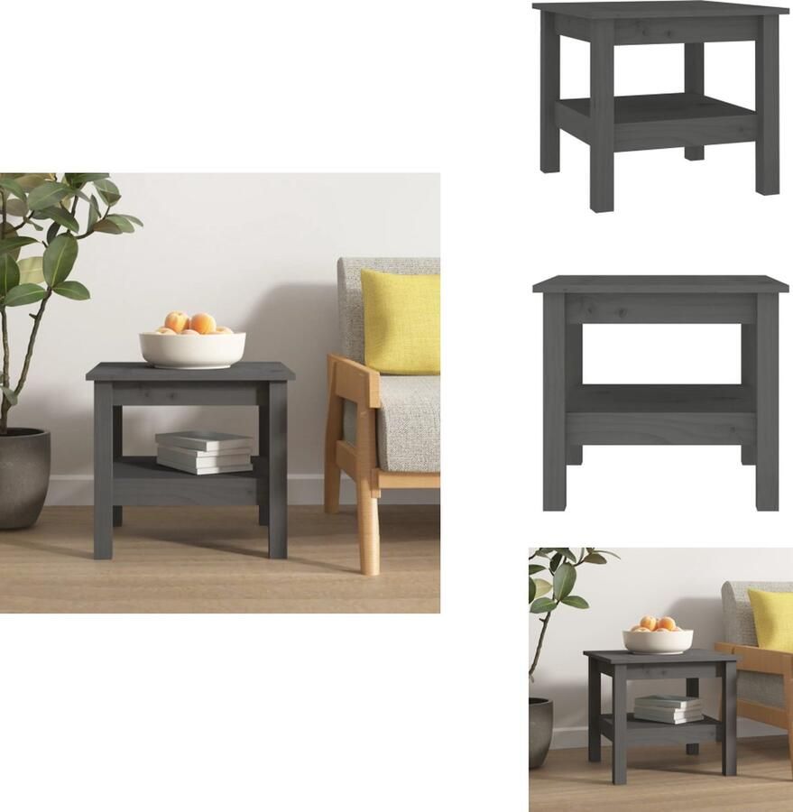 VidaXL Salontafel Salontafels Tafel Bijzettafel Salontafel 45x45x40 cm massief grenenhout grijs