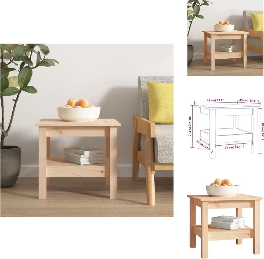 VidaXL Salontafel Salontafels Tafel Bijzettafel Salontafel 45x45x40 cm massief grenenhout