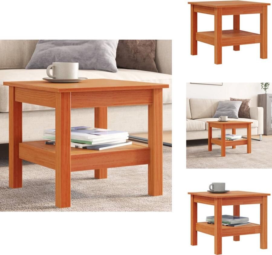 VidaXL Salontafel 45x45x40 cm massief grenenhout wasbruin - Foto 2