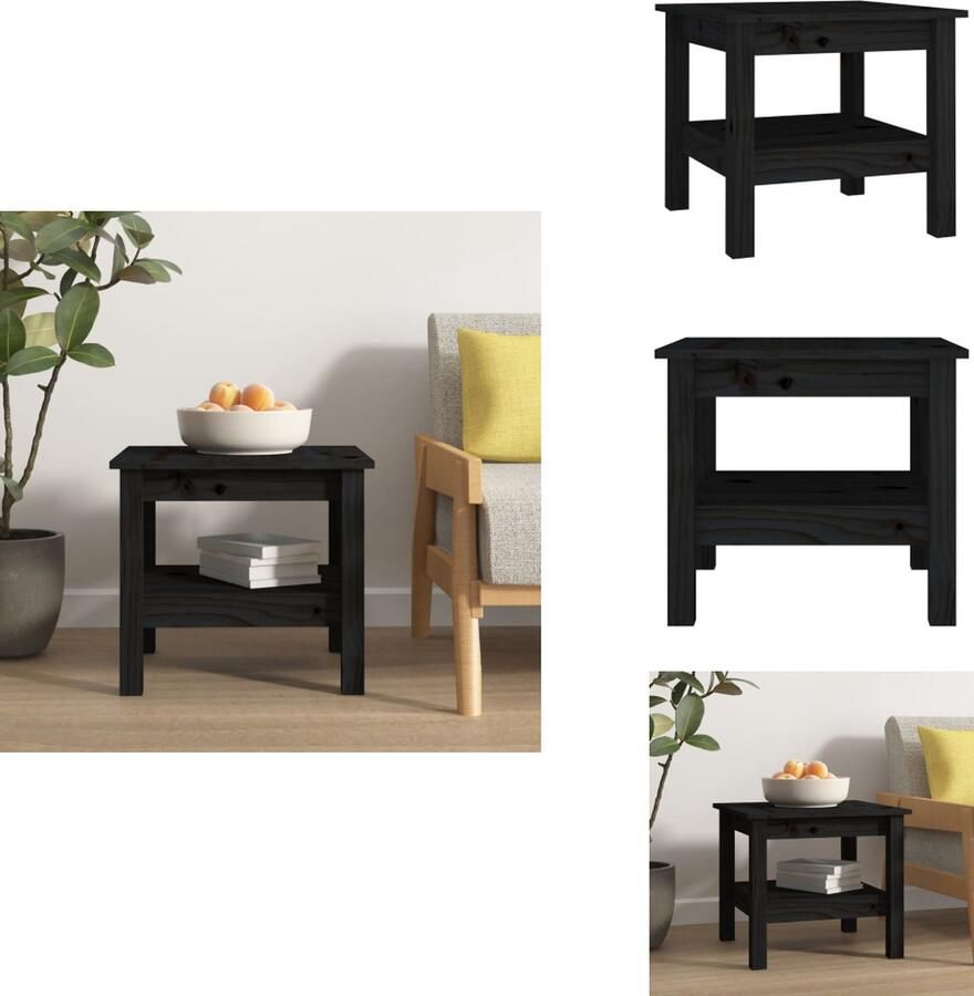 VidaXL Salontafel Salontafels Tafel Bijzettafel Salontafel 45x45x40 cm massief grenenhout zwart