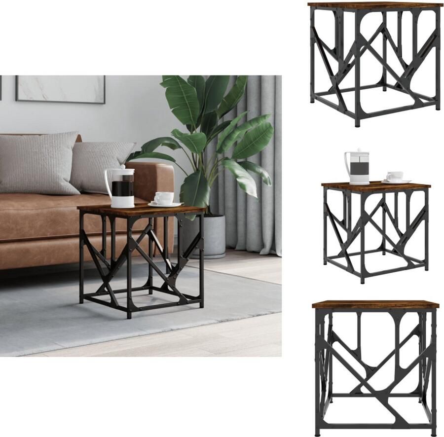 VidaXL Salontafel Salontafels Tafel Bijzettafel Salontafel 45x45x47 5 cm bewerkt hout gerookt eikenkleurig