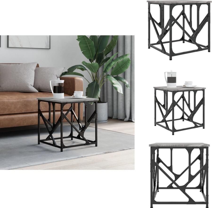 VidaXL Salontafel Salontafels Tafel Bijzettafel Salontafel 45x45x47 5 cm bewerkt hout grijs sonoma
