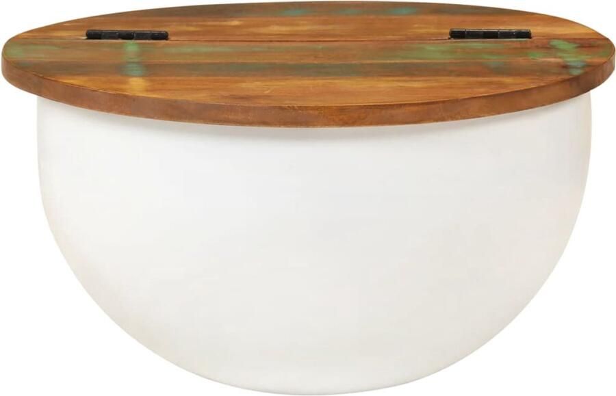 VidaXL Salontafel 50x27 cm Massief Gerecycled Hout Wit Salontafel Modern Design Houten Salontafel Recyceld Hout Witte Salontafel