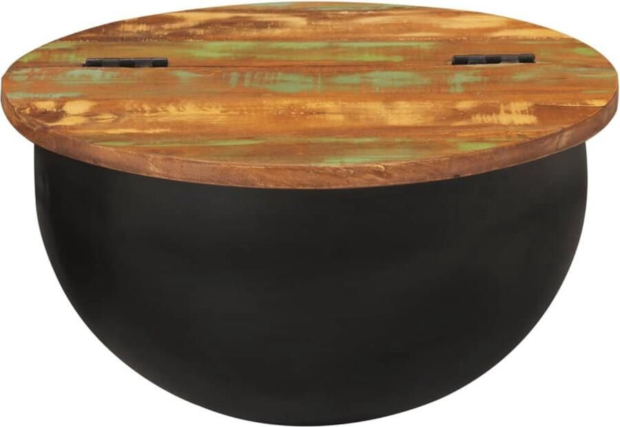 VidaXL Salontafel 50x27 cm massief gerecycled hout zwart Salontafel Salontafels Tafel Bijzettafel