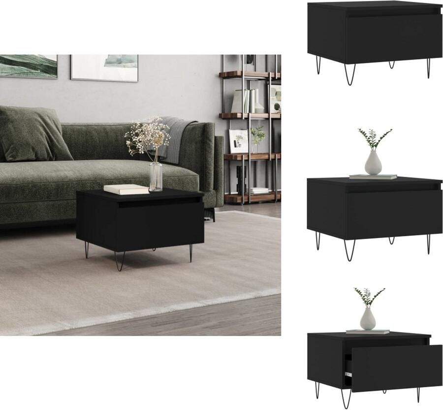 VidaXL Salontafel Salontafels Tafel Bijzettafel Salontafel 50x46x35 cm bewerkt hout zwart