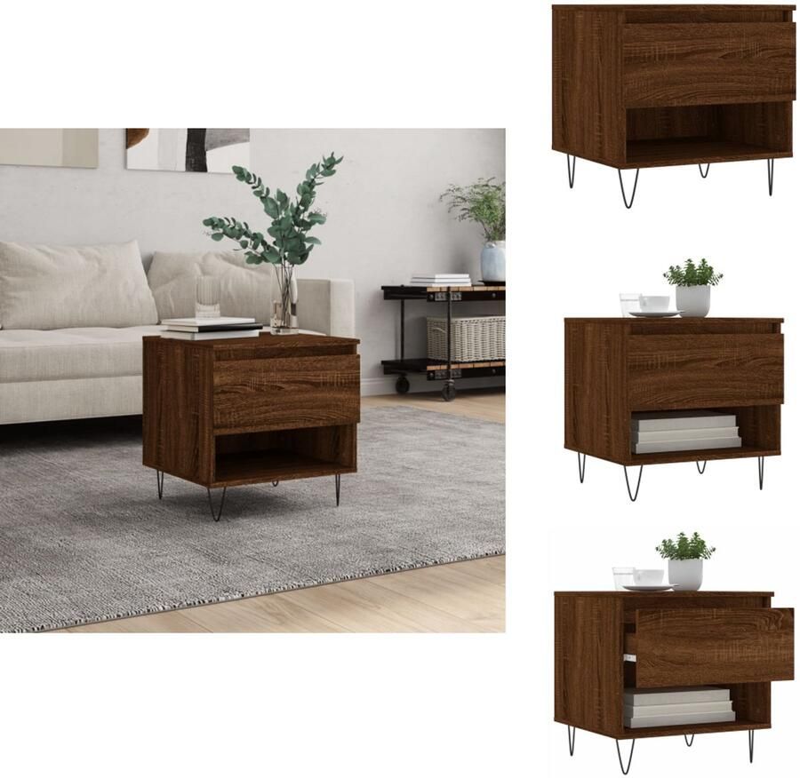 VidaXL Salontafel Salontafels Tafel Bijzettafel Salontafel 50x46x50 cm bewerkt hout bruin eikenkleur