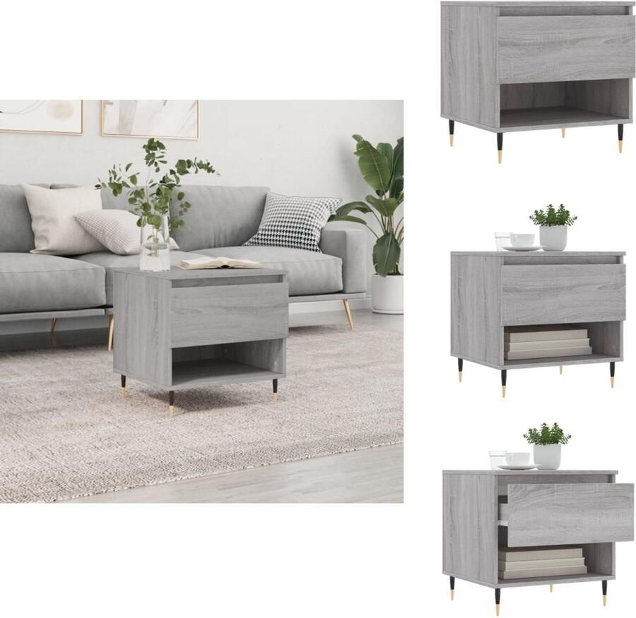 VidaXL Salontafel Salontafels Tafel Bijzettafel Salontafel 50x46x50 cm bewerkt hout grijs sonoma eikenkleurig