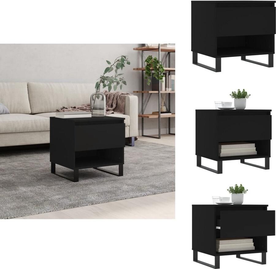 VidaXL Salontafel Salontafels Tafel Bijzettafel Salontafel 50x46x50 cm bewerkt hout zwart