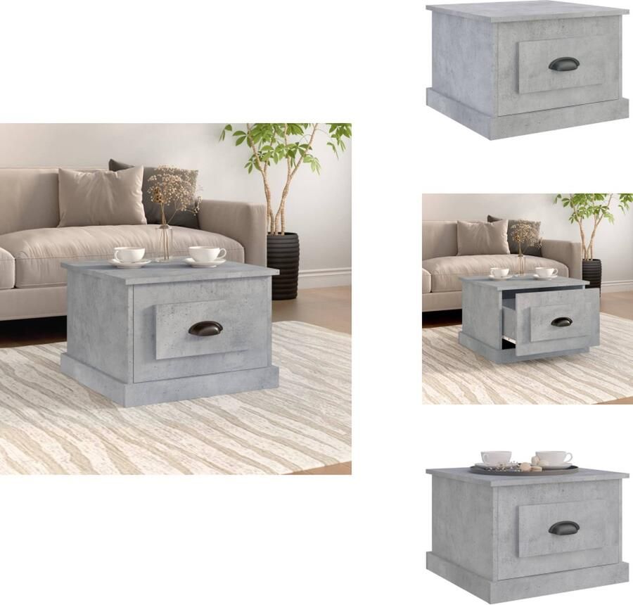VidaXL Salontafel Salontafels Tafel Bijzettafel Salontafel 50x50x35 cm bewerkt hout betongrijs