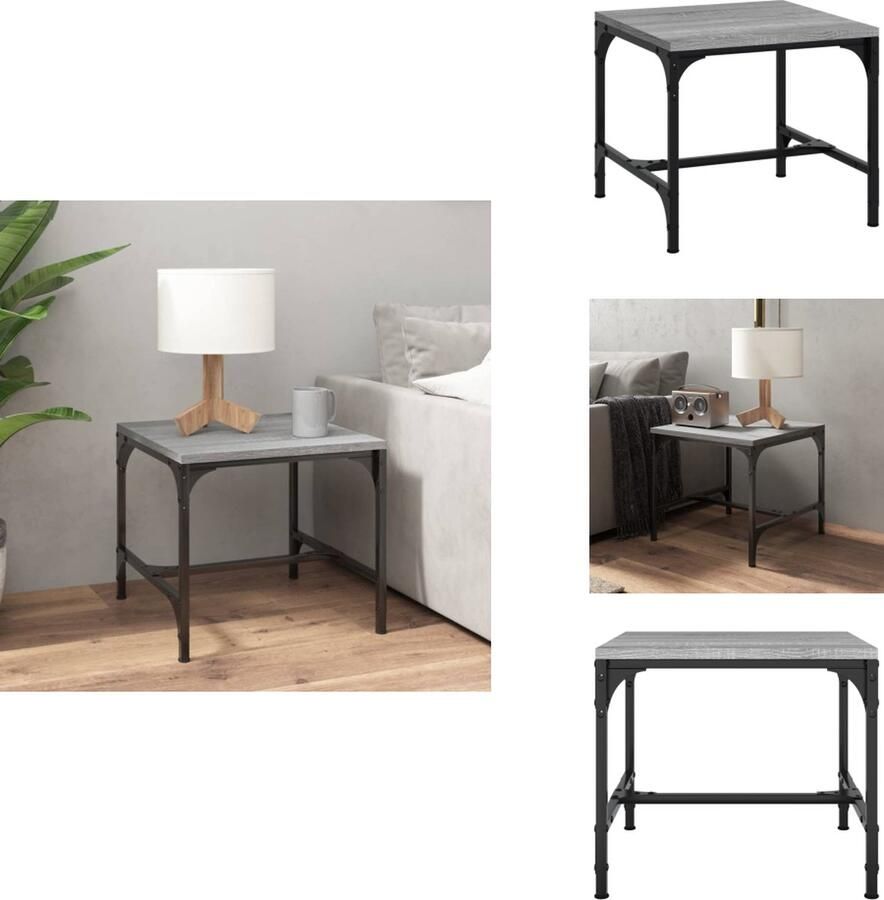 VidaXL Salontafel Salontafels Tafel Bijzettafel Salontafel 50x50x35 cm bewerkt hout grijs