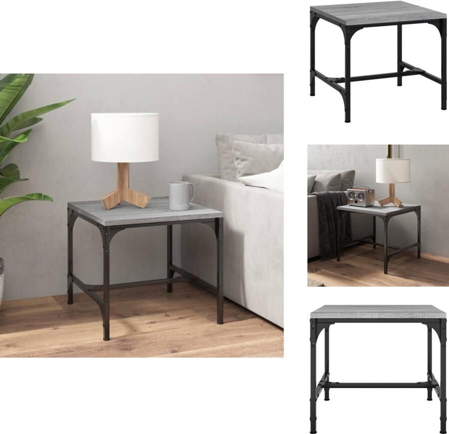 VidaXL Bijzettafeltje Bijzettafeltjes Houten Tafeltje Bijzettafel 40x40x35 cm bewerkt hout grijs sonoma eikenkleurig