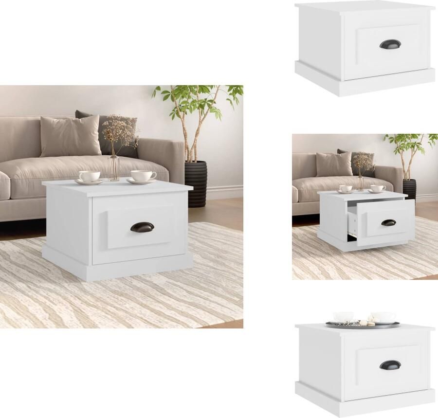 VidaXL Salontafel Salontafels Tafel Bijzettafel -Salontafel-50x50x35-cm-bewerkt-hout-wit - Foto 2