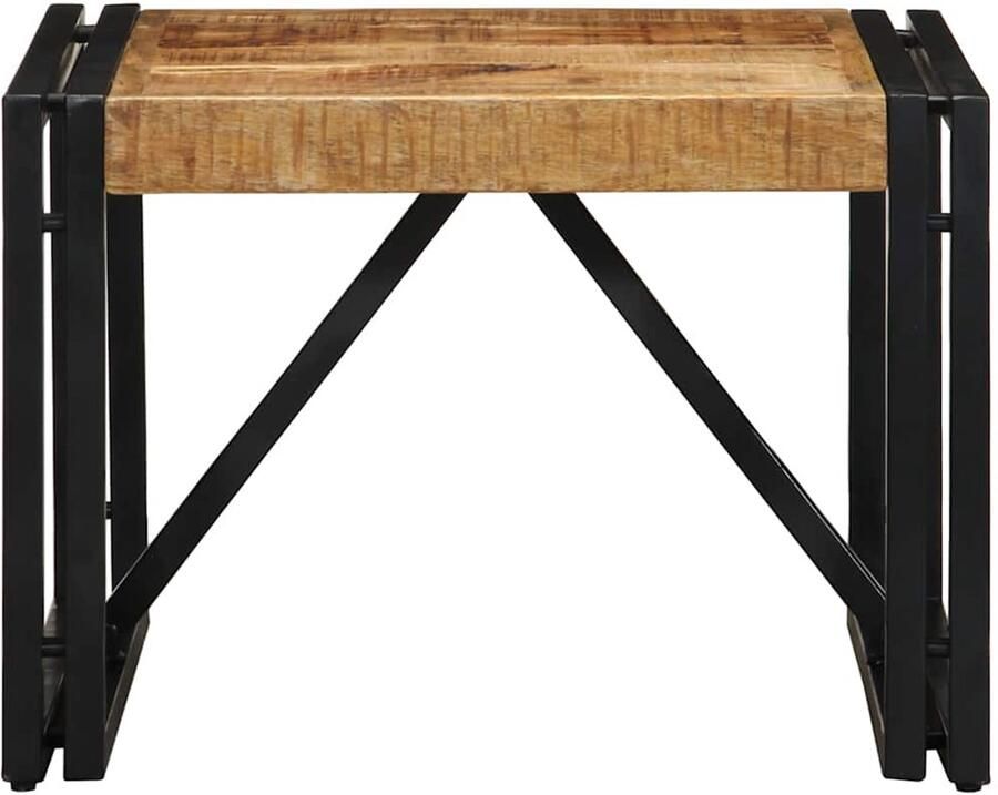 The Living Store Salontafel 50x50x35 cm massief ruw mangohout Salontafel Houten Salontafel Mangoholz Tafels Industrieel Meubilair Woonkamer Accessoires