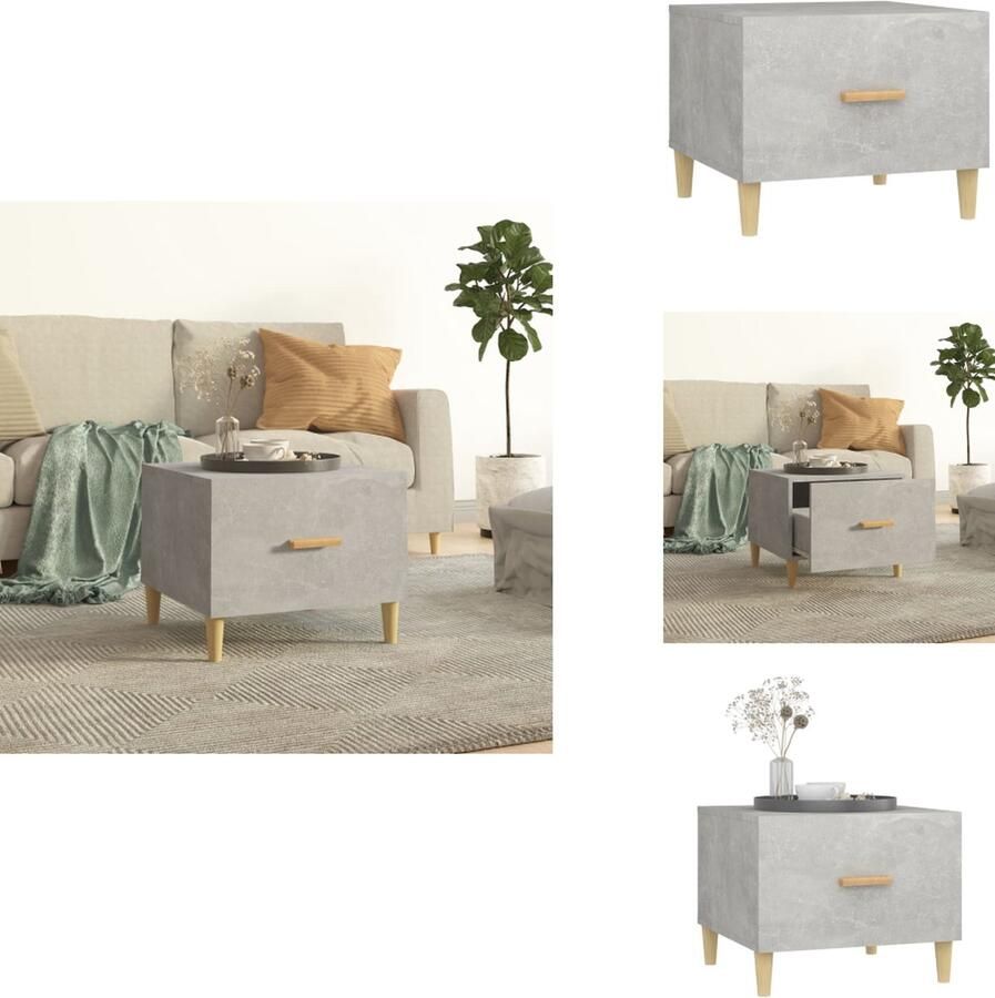 VidaXL Salontafel Salontafels Tafel Bijzettafel Salontafel 50x50x40 cm bewerkt hout betongrijs