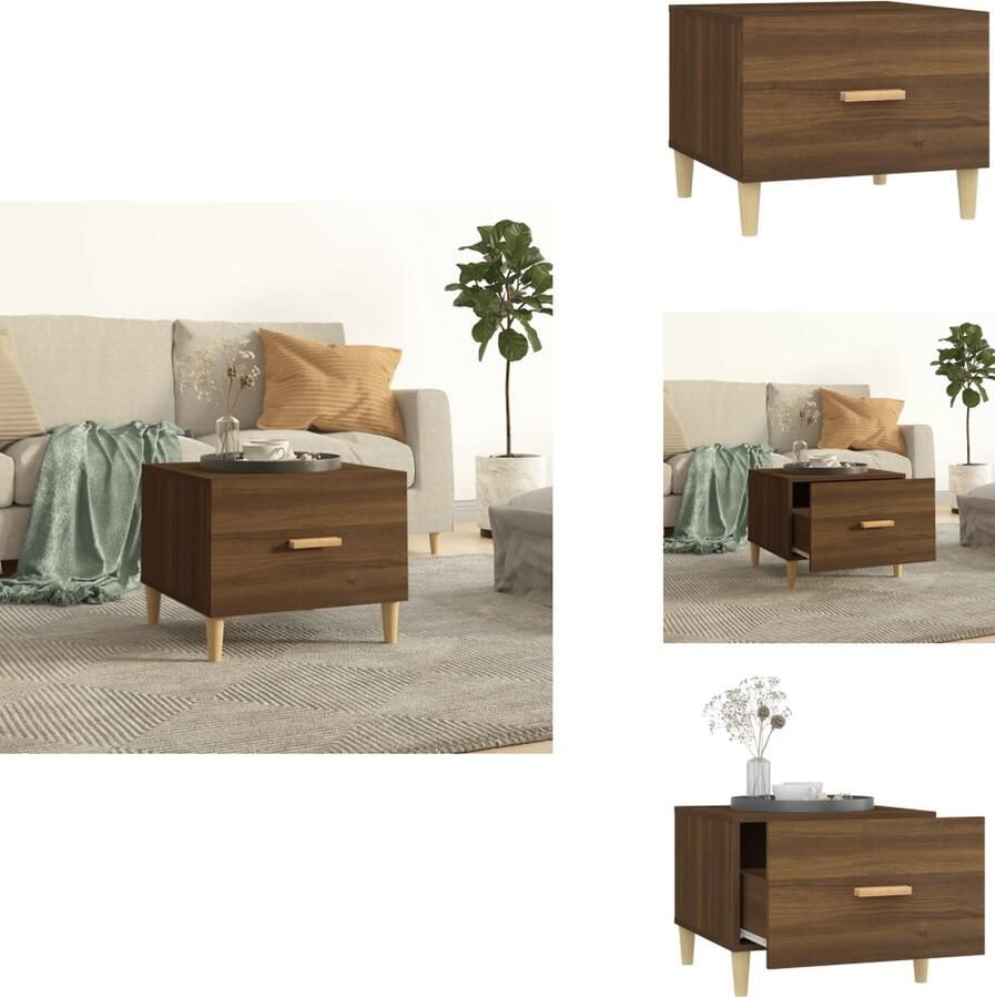 VidaXL Salontafel Salontafels Tafel Bijzettafel Salontafel 50x50x40 cm bewerkt hout bruineikenkleurig