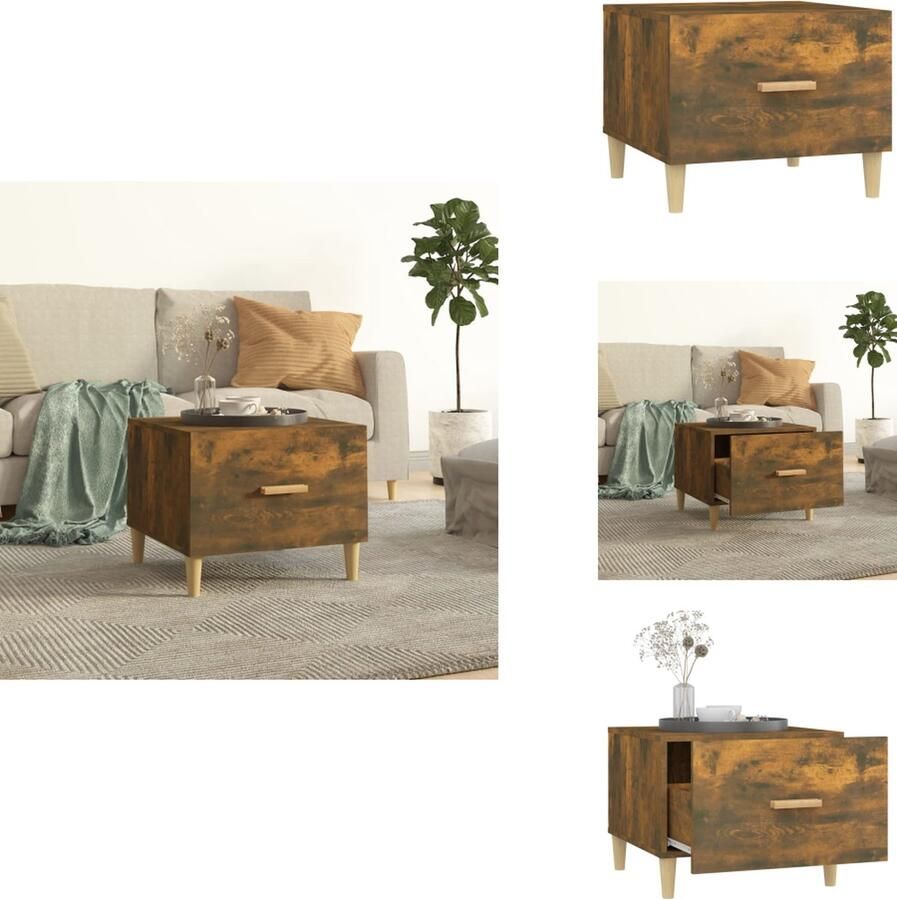 VidaXL Salontafel Salontafels Tafel Bijzettafel Salontafel 50x50x40 cm bewerkt hout gerookt eikenkleurig