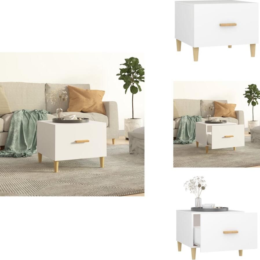 VidaXL Salontafel Salontafels Tafel Bijzettafel Salontafel 50x50x40 cm bewerkt hout wit