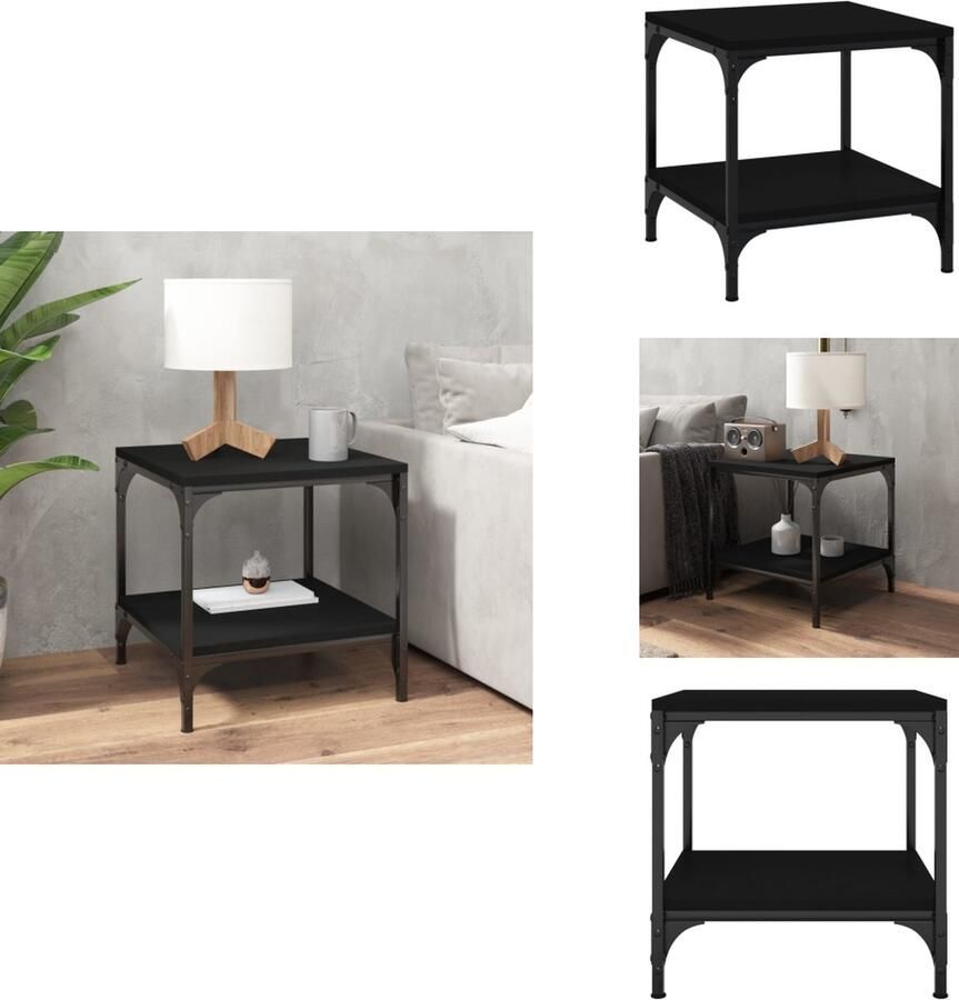 VidaXL Salontafel Salontafels Tafel Bijzettafel Salontafel 50x50x40 cm bewerkt hout zwart