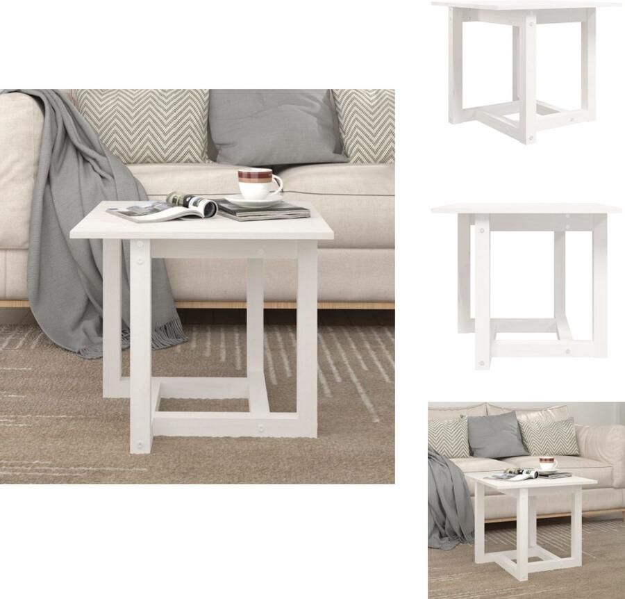 VidaXL Salontafel Salontafels Tafel Bijzettafel Salontafel 50x50x45 cm massief grenenhout wit