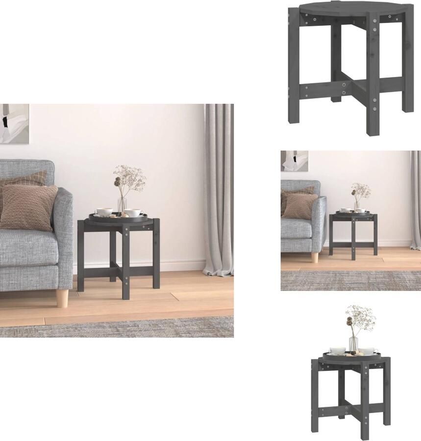 VidaXL Salontafel Salontafels Tafel Bijzettafel Salontafel Ø 52 5x45 cm massief grenenhout grijs