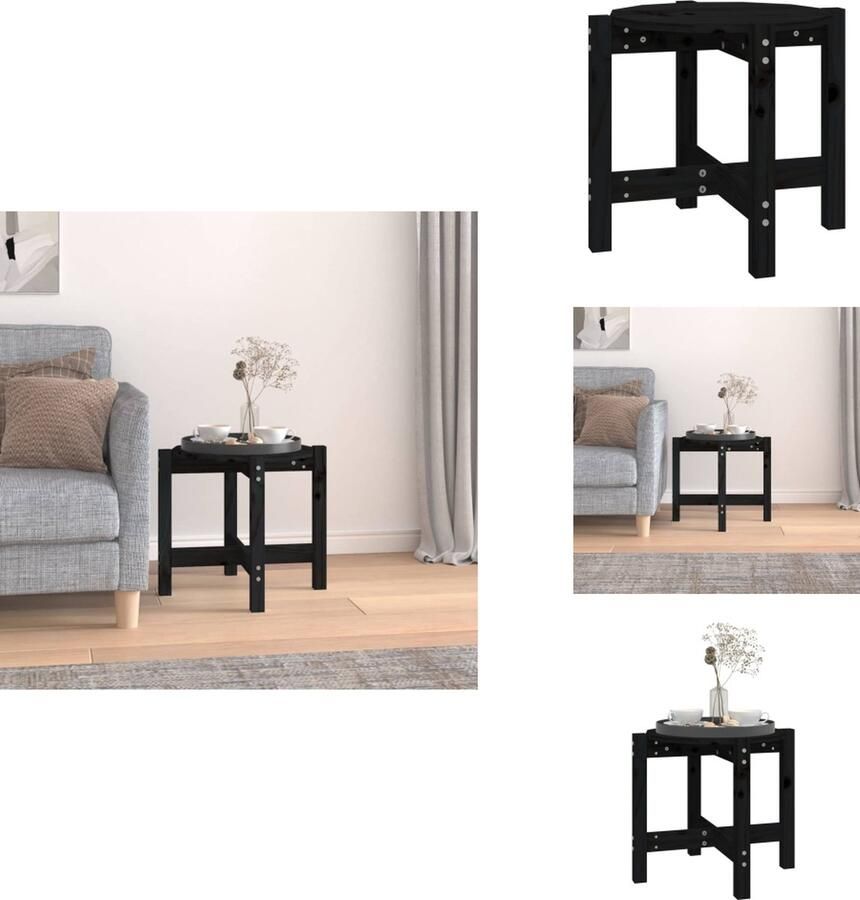 VidaXL Salontafel Salontafels Tafel Bijzettafel Salontafel Ø 52 5x45 cm massief grenenhout zwart