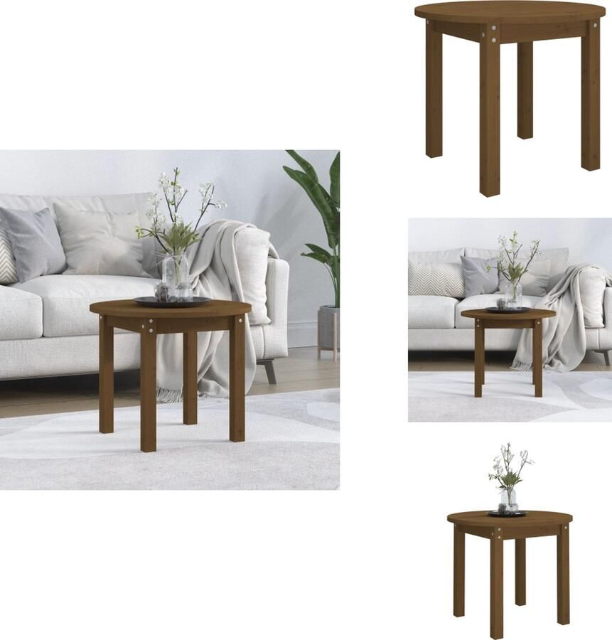 VidaXL Salontafel Salontafels Tafel Bijzettafel Salontafel Ø 55x45 cm massief grenenhout honingbruin