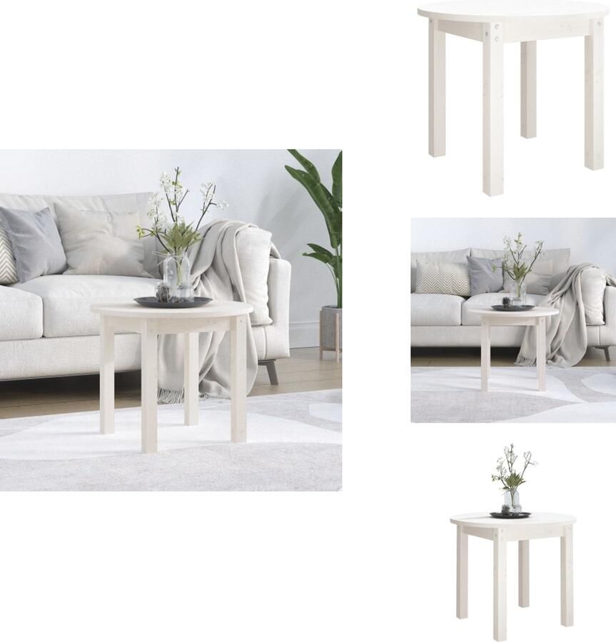 VidaXL Salontafel Rond 55x45 cm Wit Grenenhout Salontafel Hout Meubilair Klassiek Design Witte Salontafel Grenenhouten Tafel - Foto 3