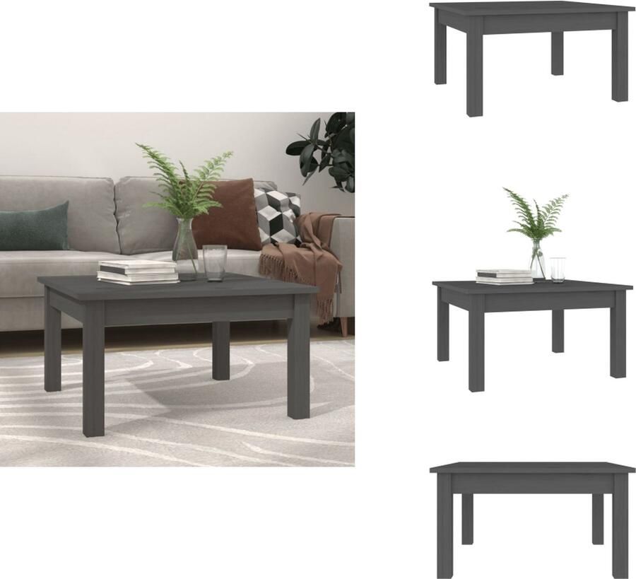 VidaXL Salontafel Salontafels Tafel Bijzettafel Salontafel 55x55x30 cm massief grenenhout grijs