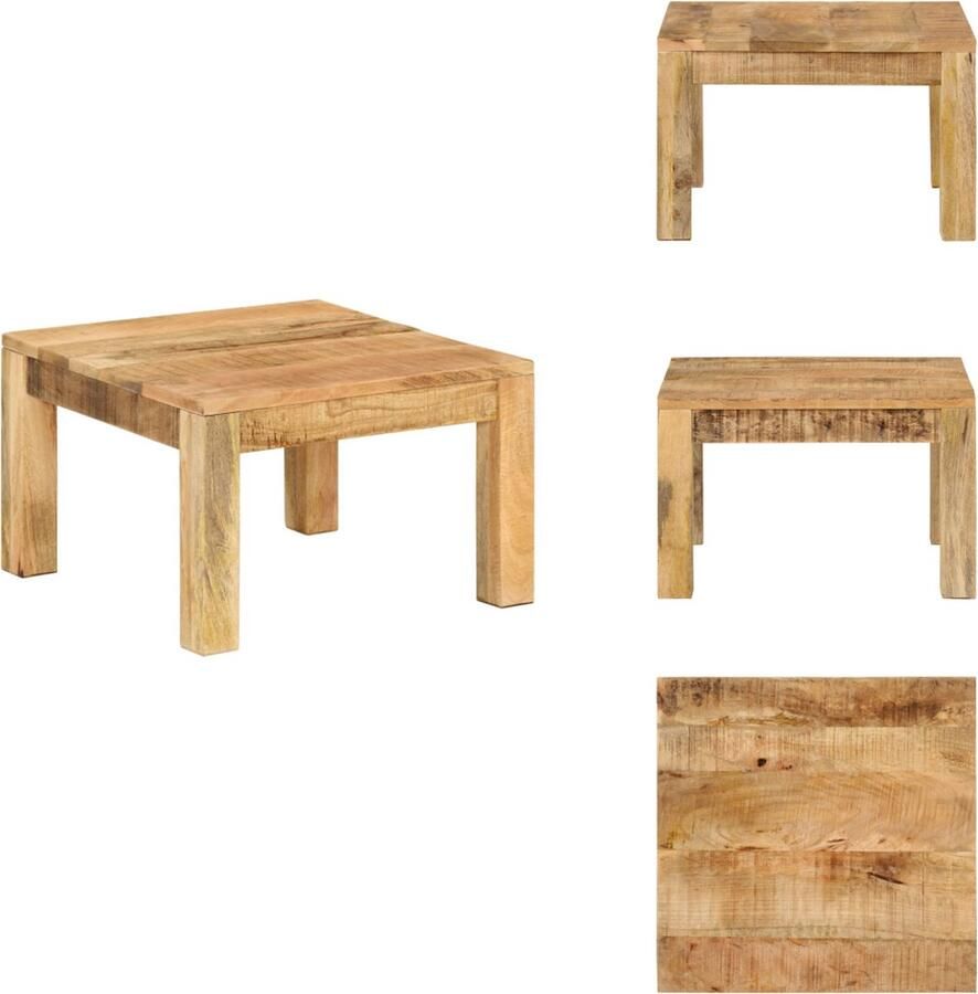 VidaXL Salontafel Mangohouten vierkante bijzettafel 55 x 55 x 35 cm Landelijke stijl Tafel
