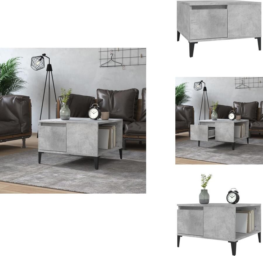 VidaXL Salontafel Salontafels Tafel Bijzettafel -Salontafel-55x55x36-5-cm-bewerkt-hout-betongrijs