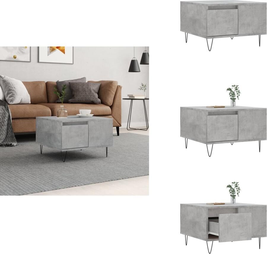 VidaXL Salontafel Salontafels Tafel Bijzettafel -Salontafel-55x55x36-5-cm-bewerkt-hout-betongrijs - Foto 3