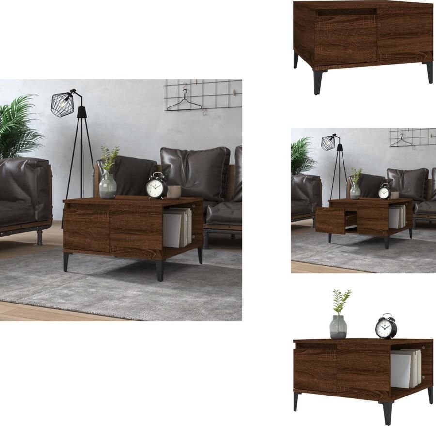 VidaXL Salontafel Salontafels Tafel Bijzettafel -Salontafel-55x55x36-5-cm-bewerkt-hout-bruin-eikenkleur