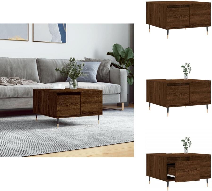 VidaXL Salontafel Salontafels Tafel Bijzettafel -Salontafel-55x55x36-5-cm-bewerkt-hout-bruin-eikenkleur