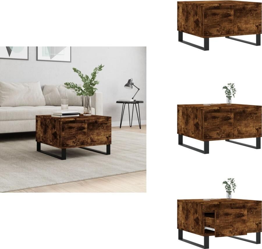 VidaXL Salontafel Salontafels Tafel Bijzettafel -Salontafel-55x55x36-5-cm-bewerkt-hout-gerookt-eikenkleurig - Foto 2