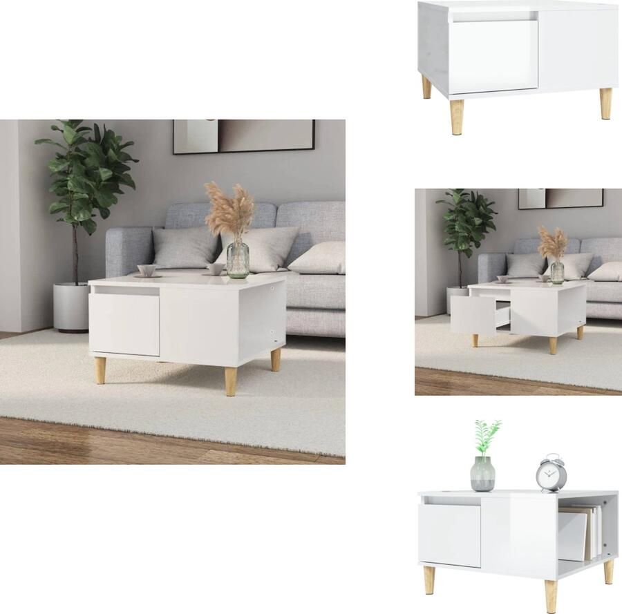 VidaXL Salontafel Salontafels Tafel Bijzettafel -Salontafel-55x55x36-5-cm-bewerkt-hout-hoogglans-wit