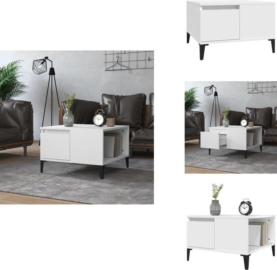 VidaXL Salontafel Salontafels Tafel Bijzettafel -Salontafel-55x55x36-5-cm-bewerkt-hout-wit